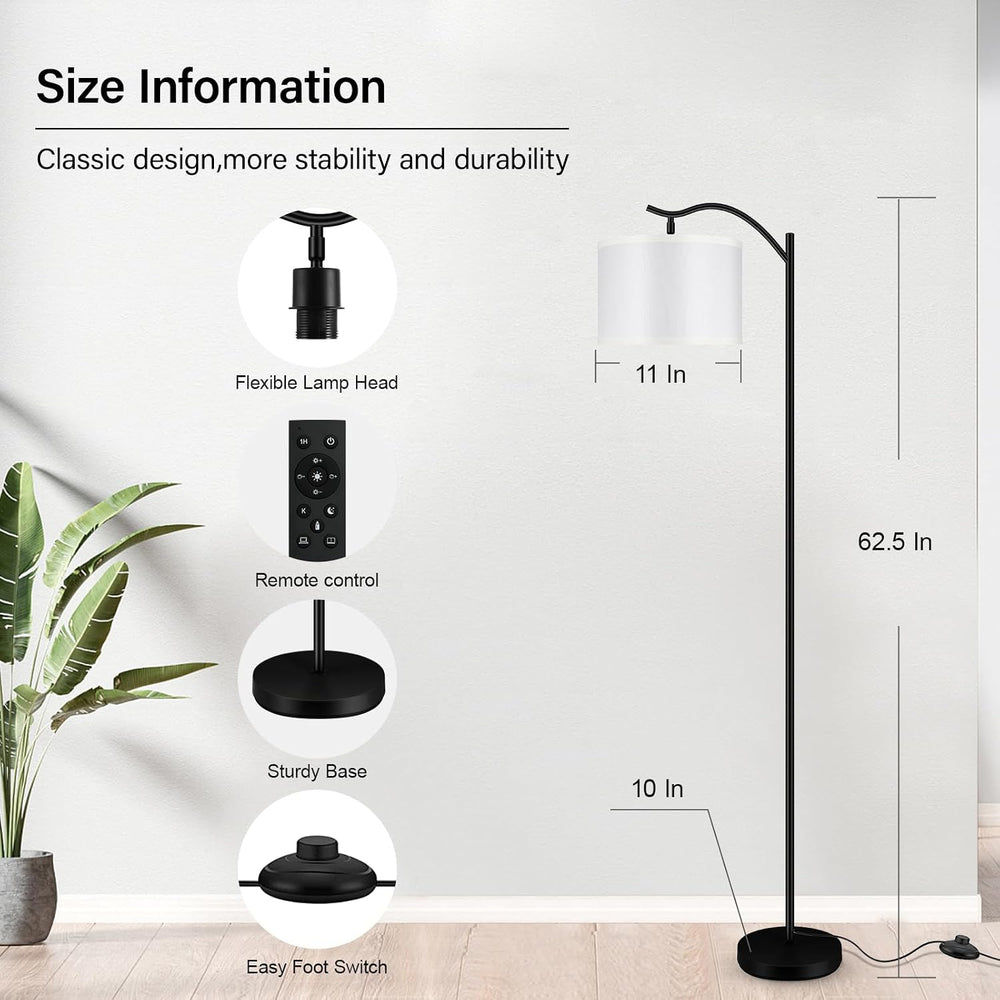 BoostArea Floor Lamp for Living Room,Arc Floor Lamp with Remote Control,Stepl...