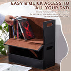 CroBlissful 2 Set Leather Dvd Storage Box Stackability Dvd Storage Shelf Holder Racks Cassette Tape Display Stand with Carrying Handles for Movie Cases Organizer Can Store up to 52 Boxes