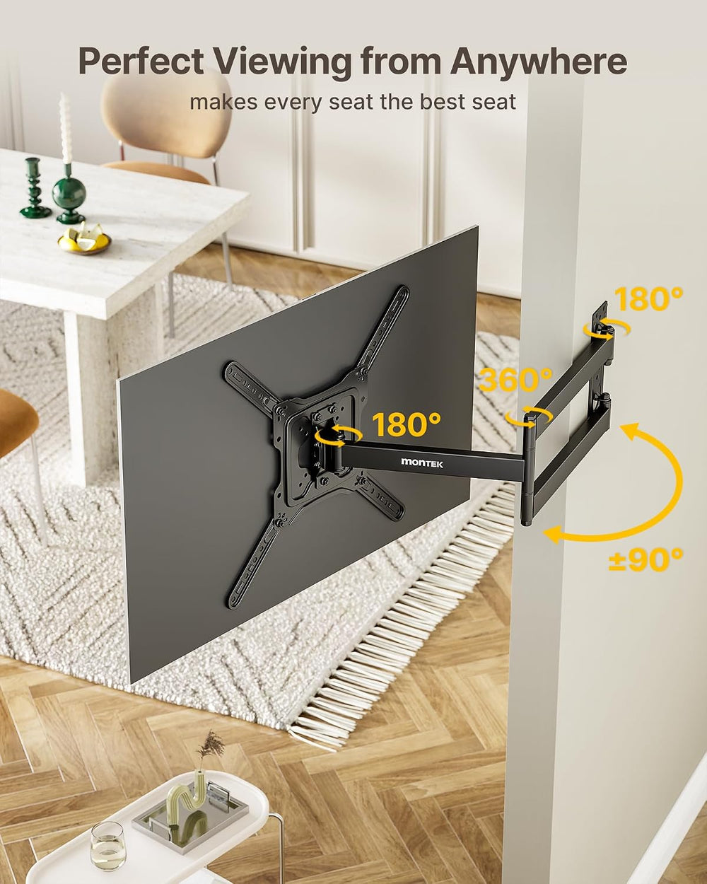 monTEK 29 Inch Long Arm TV Wall Mount for 23-65 Inch TVs | Long Extension TV ...