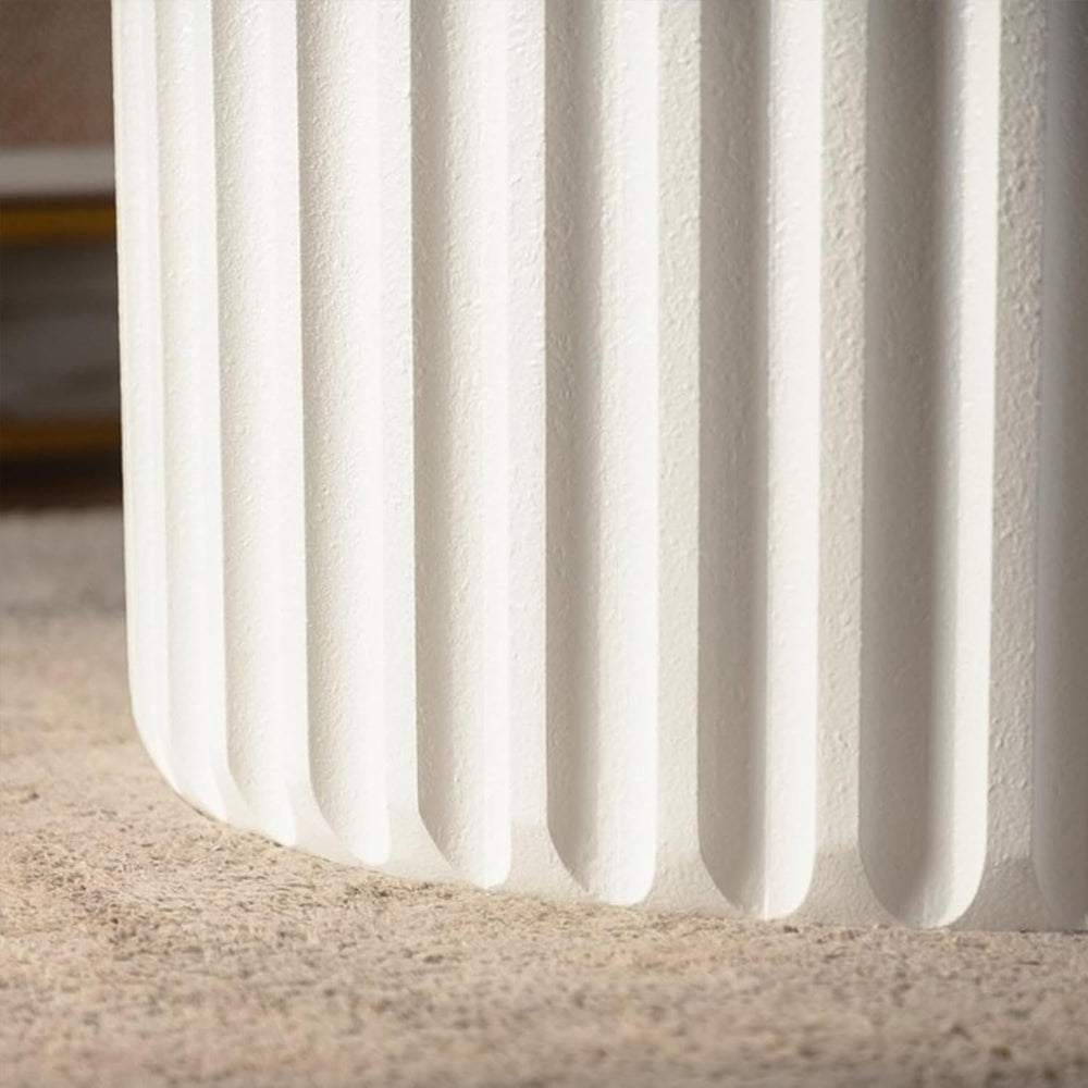 White Round Nesting Coffee Table Set of 2, Drum Side Table, Scalloped End Tab...