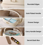 Two-Medicine Organizer, Portable Medicine Cabinet Organizer, Empty First Aid Kit with Drawers for Home, and Portable Travel Pill Organizer.