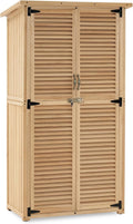 MCombo Outdoor Storage Cabinet, Wooden Storage Shed with Latch, Outside Garden Tool Shed with 2 Doors for Patio Yard Lawn, 0808 (Natural, Medium)
