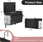 Dual-purpose Bedside Caddy Bedside Organizer, Bed Caddy with 6 Pockets, Versatile Bedside Storage Solution Magazine Remotes holder, ideal for Home, Dorm, Hospital, Crib Bed (Black)