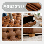 Chifee & Vingol 60" PU Ottoman with Storage Oversized End of Bed Storage Bench Upholstered Benches for Entryway, Living Room, Bedroom-Brown