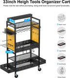 CCCEI Garage Power Tools Organizer Cart with Charging Station, Yellow Floor Standing Rolling Drill and Tools Battery Storage Cart on Wheels. Utility Rack Gift for Men, Husband, Father.