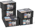 Hopack Clothes Storage Bags, Foldable Thick Fabric Blanket Storage Bags, Large Clear Window & Carry Handles, Great for Clothes, Blankets, Closets, Pillows, Toys (Black, 6PACK)