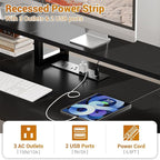 Aheaplus Computer Desk with 3 Drawers, Home Office Desk with File Drawer & Power Outlet, 59'' Gaming Desk with Led Lights, Long Work Desk with Storage Shelves, Printer Cabinet and Monitor Shelf, Black