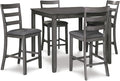 Signature Design by Ashley Bridson 5 Piece Dining Room Set, Includes Table & 4 Ladderback Barstools, Wood, Gray