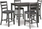 Signature Design by Ashley Bridson 5 Piece Dining Room Set, Includes Table & 4 Ladderback Barstools, Wood, Gray