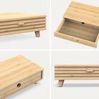Bamboo Monitor Stand with Drawer - Desk Organizer with Cable Management & Storage, Ergonomic Laptop Riser for Home Office (220lbs Capacity, 15.7 inch ,Natural)