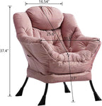 HollyHOME Modern Fabric Large Lazy Chair, Accent Oversized Comfy Reading Chair with Armrest, Thick Padded Cozy Lounge Sofa for Living Room, Bedroom, Dorm, Gilding Pink