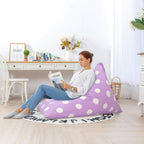 Aubliss Stuffed Animal Storage Bean Bag Chairs Cover, 50"x 35" Extra Large | Bean Bags Chair for Kids & Adults, Beanbag Toy Storage for Boys Girls - Premium Cotton Canvas Purple Dot