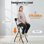 2PCS Cushioned Folding Stool, 25.6 Inch Portable Bar Stools, Counter Height Foldable Chairs, Black Height Heavy Duty Portable Chair Stool for Kitchen Garden Camping Cafe