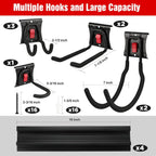 WORKPRO Garage Tool Organizer Wall Mount, Garage Organization Garden Tool Rack Holder System, 64-Inch 4 Rails with 8 Heavy Duty Adjustable Hooks for Hanging and Storage