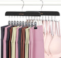 TOPIA HANGER 2 Pack Bra Hanger with Leggings Organizer, 2-in-1 Space Saving Hangers Neatly Store Max 20 Bras and 10 Leggings, Pants Jeans Shorts Skirt Tank Top Hanger for Closet Black CT76B