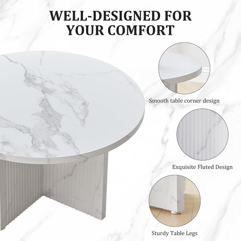 LEVNARY 2-Piece Round Coffee Table Set, 31.5" Coffee Table & 15.78&q...