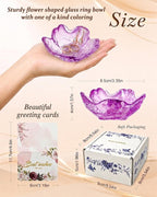 Small Flower Glass Ring Dish, Cute Jewelry Tray Trinket Organizer | Vanity Bathroom Nightstand Holder Plate, Aesthetic Room Decor, Valentine's Friendship Christmas Birthday Gifts for Women