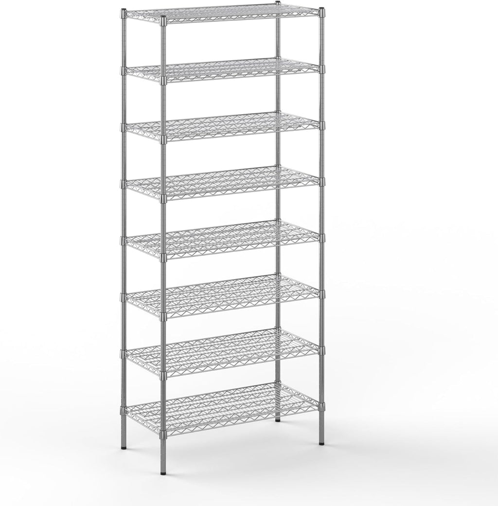 18" Deep x 36" Wide x 86" Height Wire Shelving Kit | 8-Tier | NSF Commercial Storage Rack Unit