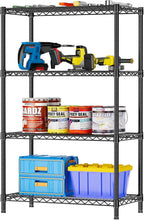 SINGAYE 4 Garage Heavy Duty Shelving Unit Kitchen Pantry Close Home Organizers and Storage Bathroom Shelf Laundry Room Organization Industrial Book Metal Wire Adjustable Shelves