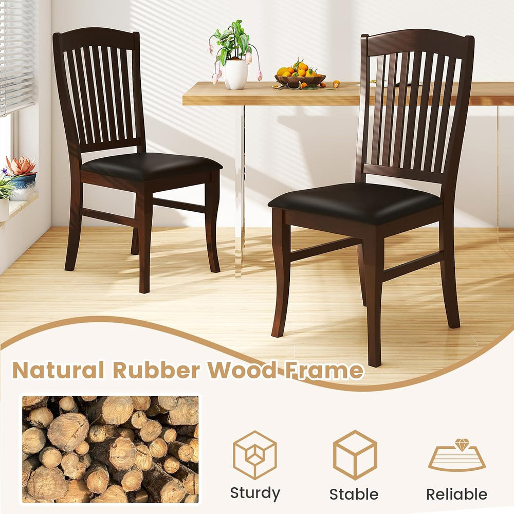 GOFLAME Wooden Dining Chairs Set of 4, Upholstered Kitchen Chairs with PU Lea...