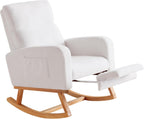 HCHAIRH Rocking Chair Nursery with Foot Rest, Nursing Rocking Chairs for Mom Nursery, Teddy Rocker Glider with High Backrest for Living Room, Bedroom, White
