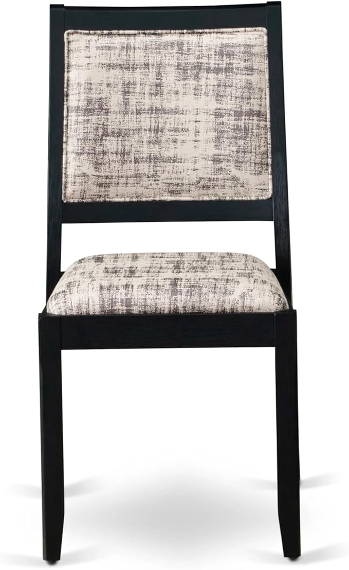 X12X2-006-30 - 13-piece Dining Room Table Set a Rectangular Kitchen Table and 12 Wire Brushed Black Polyester Fabric Stackable Chair, 39x120 Inch, Wire Brushed Black