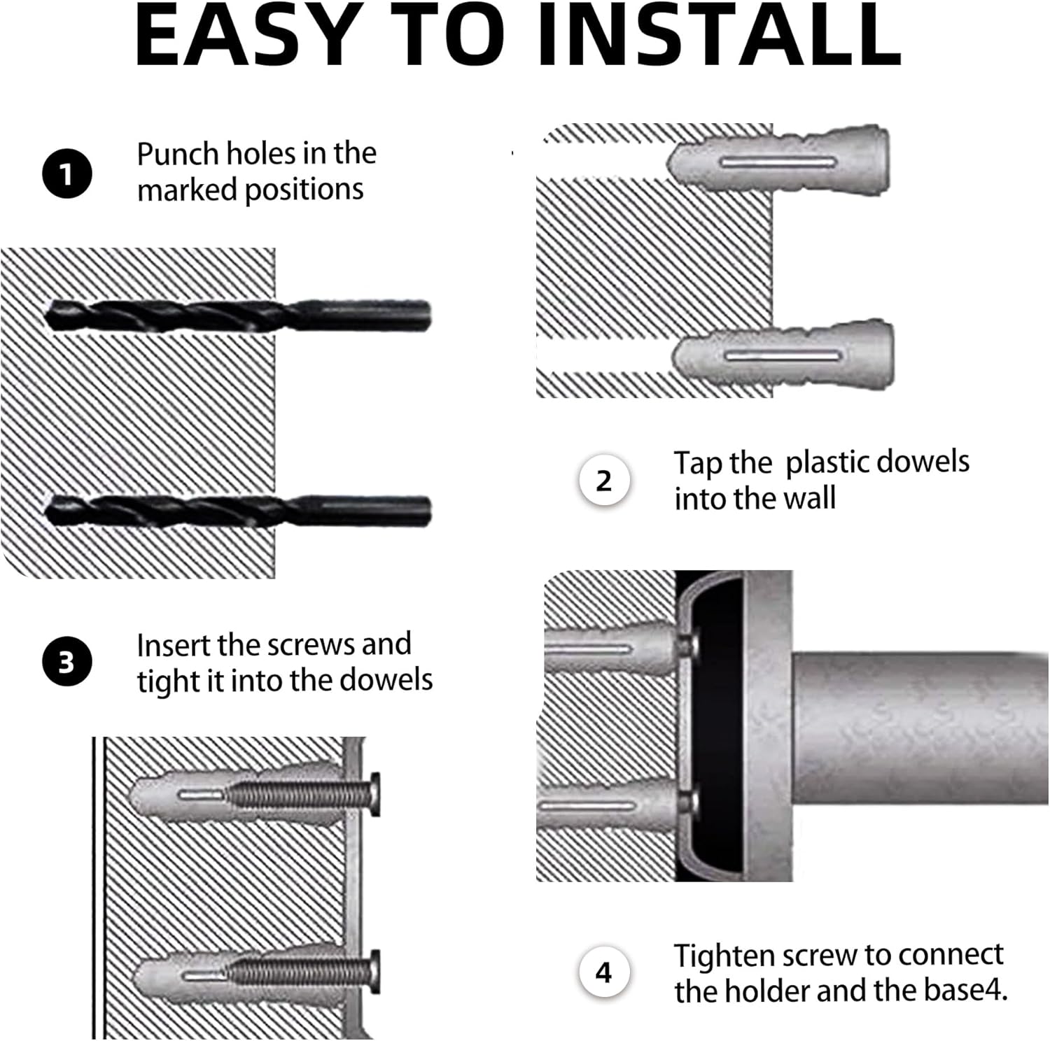 Hair Dryer Holder Hair Care Tools Holder Wall Mount Chrome Finished Stainless Steel Balck