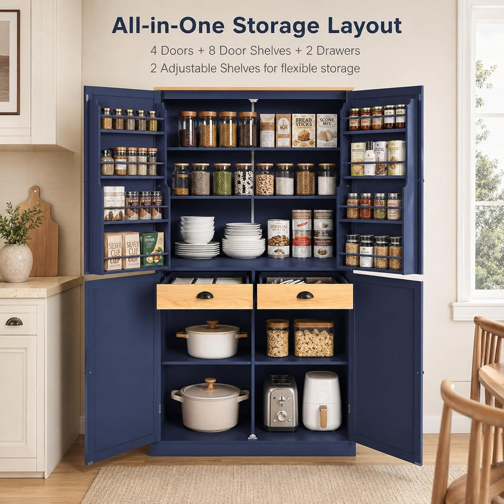 Kitchen Pantry Cabinet, 40.2" W x 20" D x 71.3" H Large Freest...