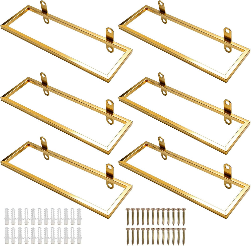 6 Pcs Wall-Mounted Wine Rack, Gold Metal Wine Bottle Holder Display for Kitch...