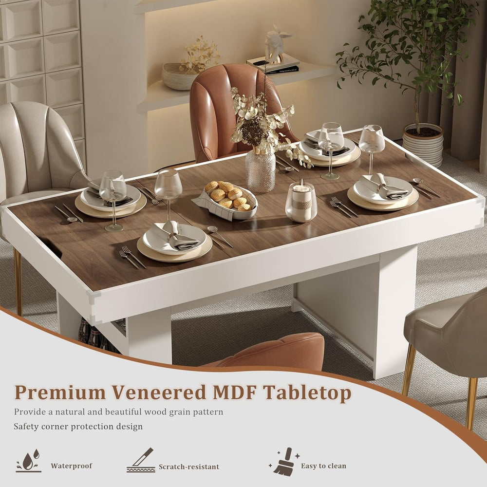 47″ Dining Table with Storage Shelf & Drawers,Multi-Functional Dining Gam...