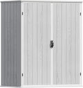 Patiowell Outdoor Storage Shed 5x3 FT, Plastic Garden Organizer Cabinet with Lockable Doors & Strong Roof for Patio Furniture, Pool Accessories, Lawn Tools, Light Grey