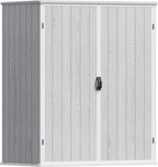 Patiowell Outdoor Storage Shed 5x3 FT, Plastic Garden Organizer Cabinet with Lockable Doors & Strong Roof for Patio Furniture, Pool Accessories, Lawn Tools, Light Grey