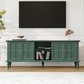 3More 67" Mid Century Modern TV Stand with Window Design,Wood Entertainment Center with Open Shelf,Up to 70" Media TV for Living Room or Bedroom,Green