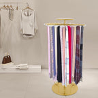 52.8in-Gold Retail Display Tie Scarf Rack, Belt Hanger Tie Rack, 360° Rotation Adjustable Height, Belt Display Scarf Stand Shawls Shelf, Organizer Holder for Clothing Store Retail, Bedroom