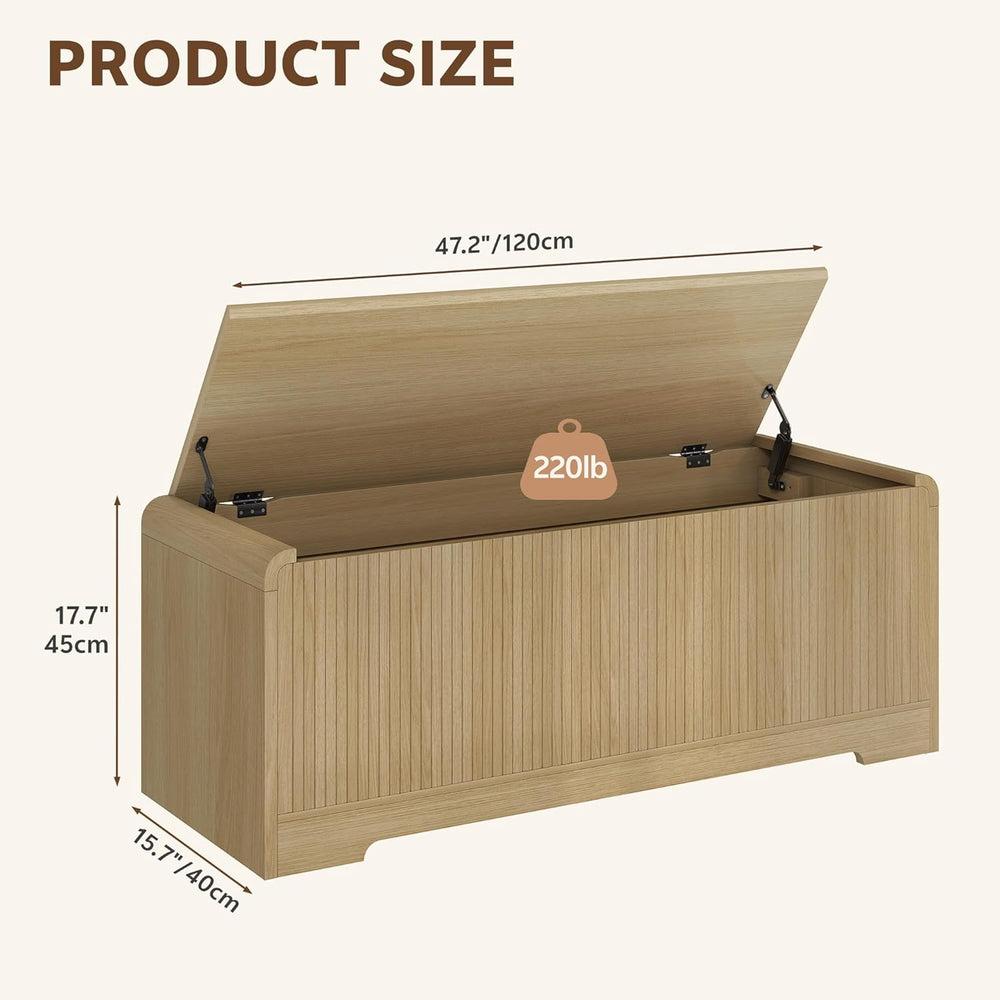 Storage Chest, 47.2" Large Entryway Bench with Storage, Wooden Storage C...