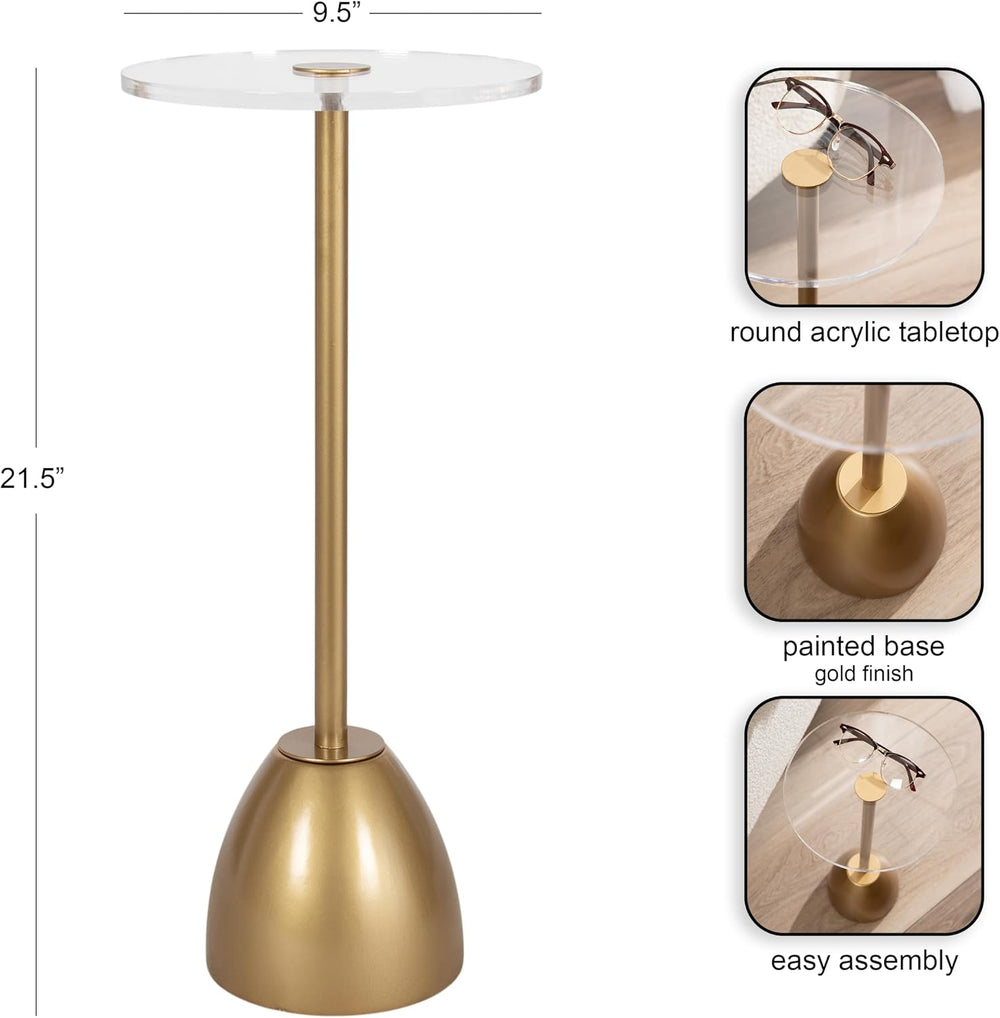 Kate and Laurel Acari Modern Round Pedestal Drink Table, 10 x 10 x 22, Clear ...