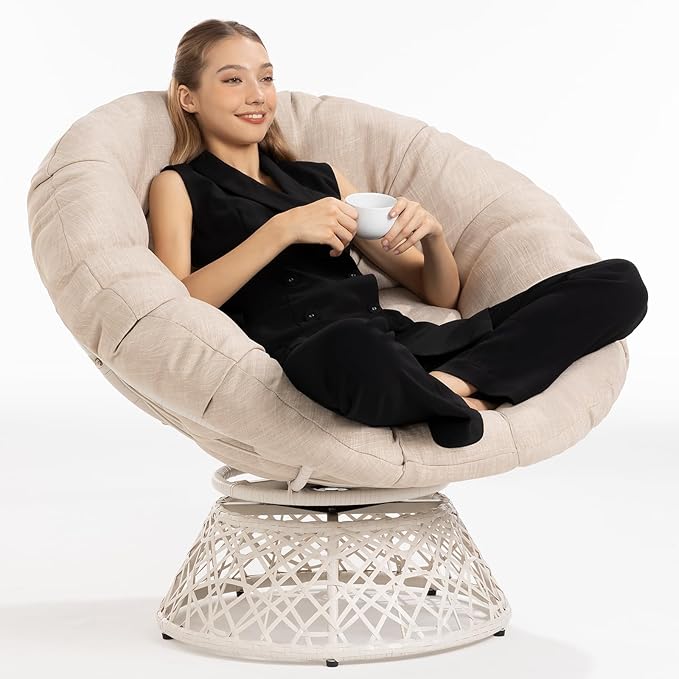 Bme 40" Ergonomic Wicker Papasan Chair
