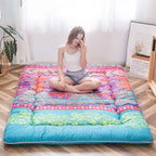 MAXYOYO Japanese Floor Mattress Futon Mattress, 4" Thicken Tatami Mat Sleeping Pad Foldable Roll Up Mat Boys Girls Dormitory Pad Kids Floor Lounger Pillow Bed, Charcoal Grey, Queen Size