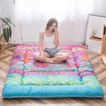 MAXYOYO Japanese Floor Mattress Futon Mattress, 4" Thicken Tatami Mat Sleeping Pad Foldable Roll Up Mat Boys Girls Dormitory Pad Kids Floor Lounger Pillow Bed, Charcoal Grey, Queen Size