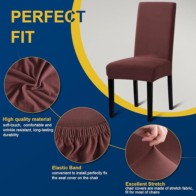 Dining Room Chair Covers - Stretch Kitchen/Dining Room Set of 4, Removable Washable Slipcovers for Home, Hotel, Banquet