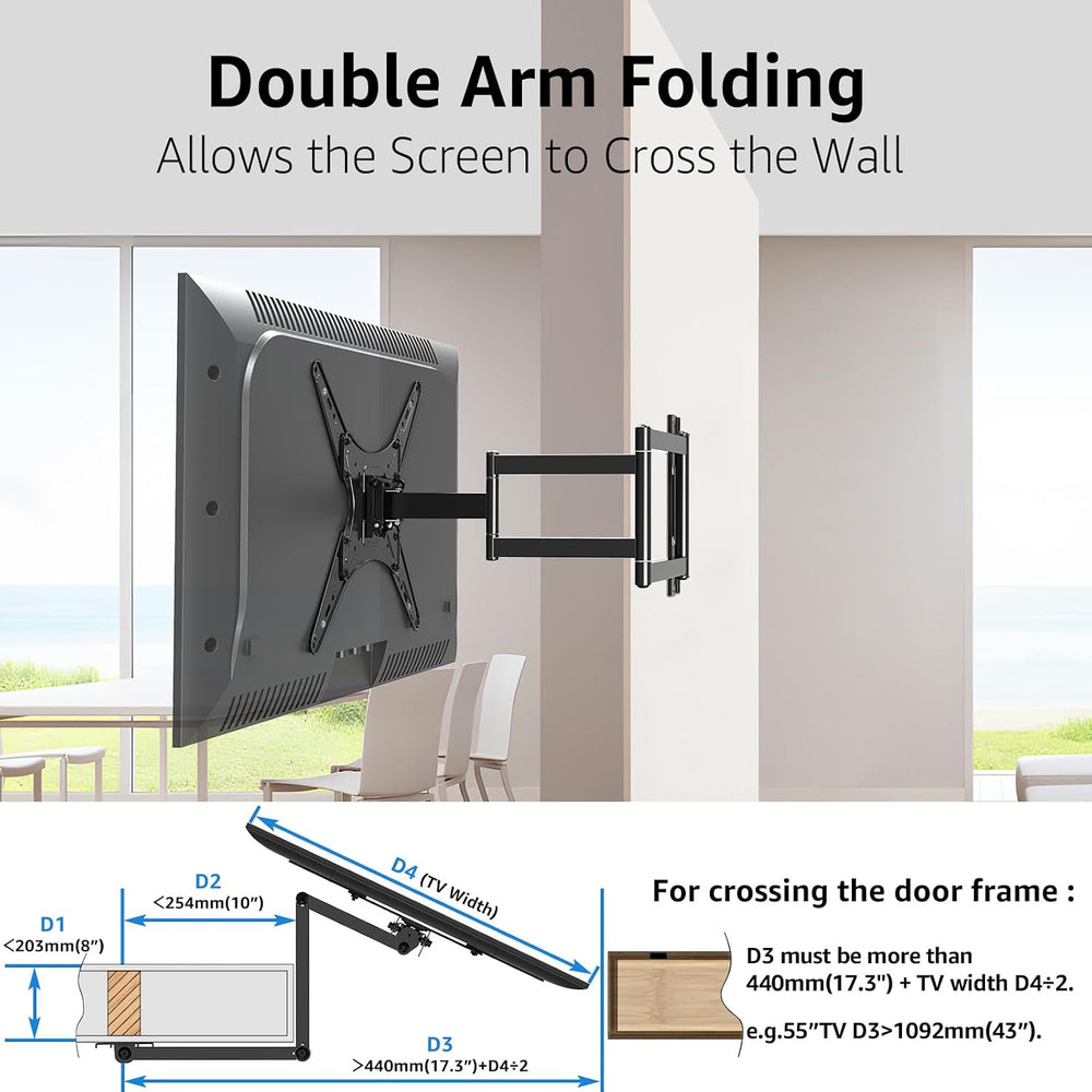 MOUNTUP Corner TV Wall Mount for Most 26-65 Inch TVs, Long Arm TV Mount with ...