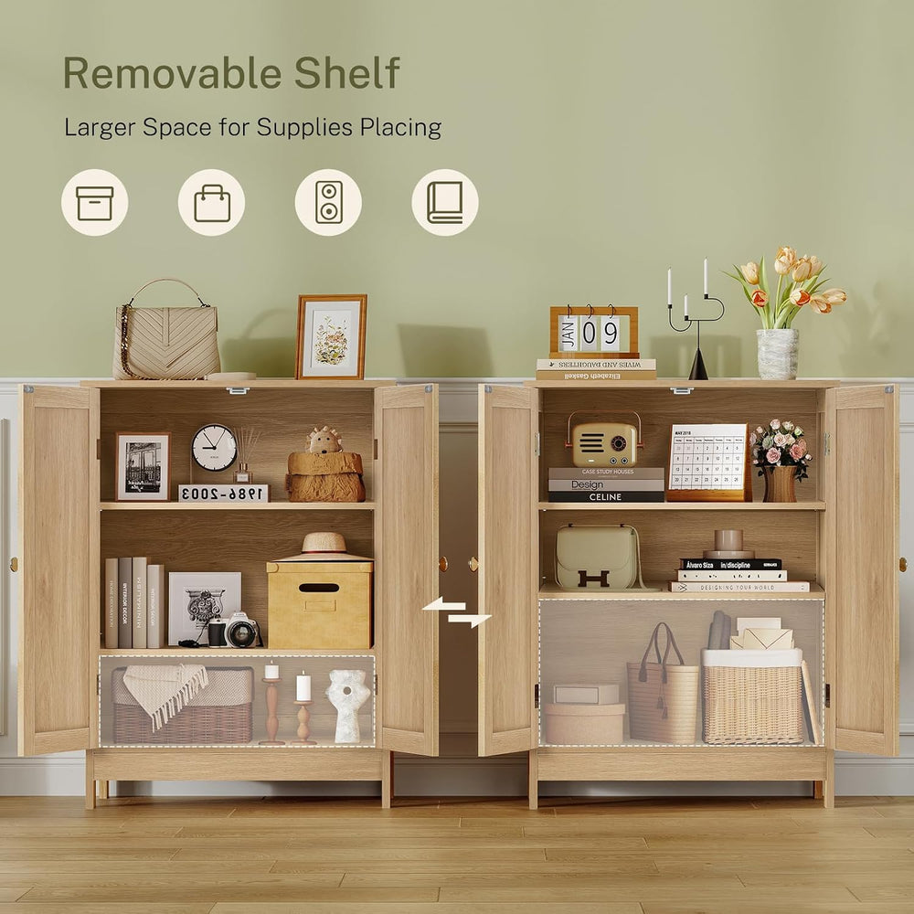 Iwell Storage Cabinet, Rattan Cabinet with Adjustable Shelf, for Living Room,...