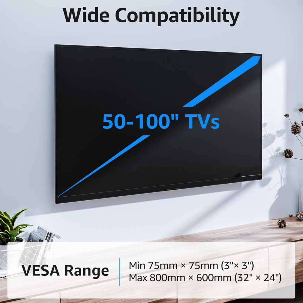 MOUNTUP Fixed TV Wall Mount for Most 50-100" TVs, 1.3” Slim Low Profile ...