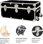 Rhino Classic Camp & College Trunk with Wheels, Footlocker, Dorm Storage | 30"L x 17"W x 13"H, 1500+ lb Capacity, Baltic Birch Plywood, Nickel Plated Steel, Lockable, College Dorm, Summer Camp