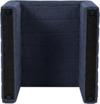 HomePop Modern Channel Tufted Ottoman|Homepop Home Décor|Ottoman for Living Room & Bedroom - Blue Woven Fabric