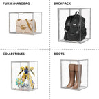 Purse Storage Organizer for Closet 3 Packs Clear Handbag Storage Organizer Acrylic Display Case for Collectibles Stackable Bag Organizer with Magnetic Door for Backpack, Figure, XXX-Large