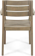 Merax Acacia Wood Dining Chairs Set of 2,Stamford Outdoor Acacia Wood Dining Chairs for Kitchen, Living Room,Outdoor,Grey