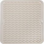 Silicone Dish Drying Mat for Multiple Usage,Easy clean,Eco-friendly,Heat-resistant Silicone Mat for Kitchen Counter or Sink,Refrigerator or Drawer liner Tapioca M 12 inches x 12 inches