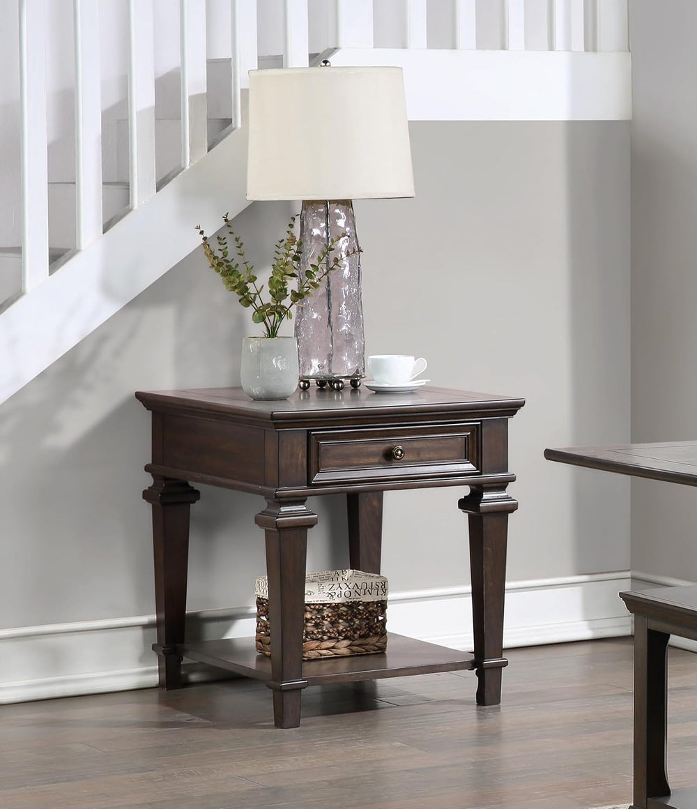 End Table with Storage Drawer Espresso Living1pc