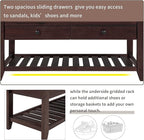 39″ Storage Bench with Cushioned Seat and Drawers,Multipurpose Wooden Entryway Ottoman,Hidden Compartment Organizing Shoe Rack,for Bedroom Hallway Porch,Espresso